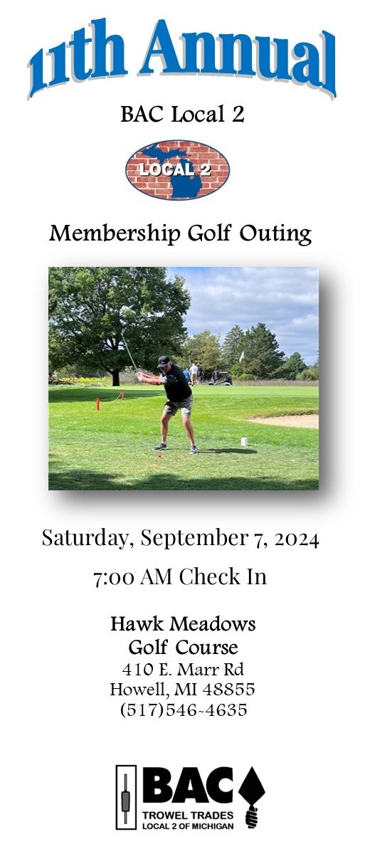 Local 2 Membership Golf Outing - September 7th, 2024